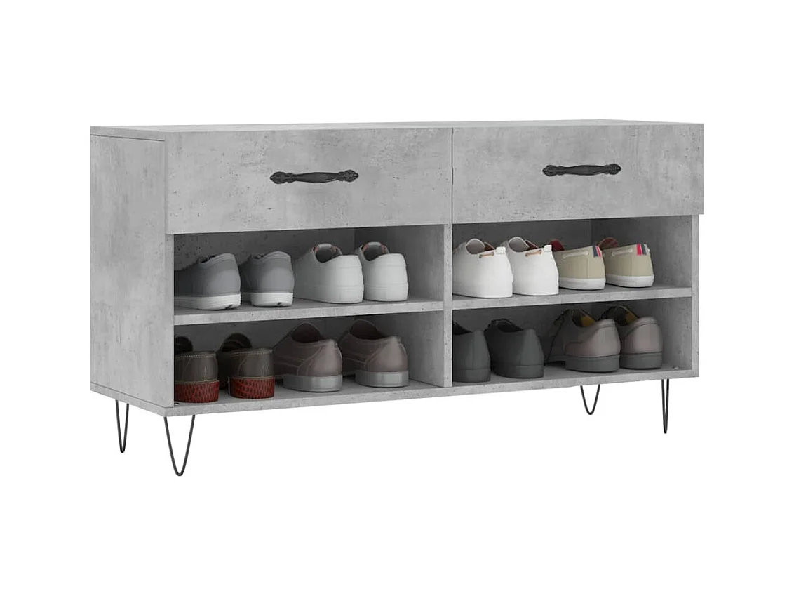 Banc à chaussures gris béton 102x35x55 cm bois d'ingénierie