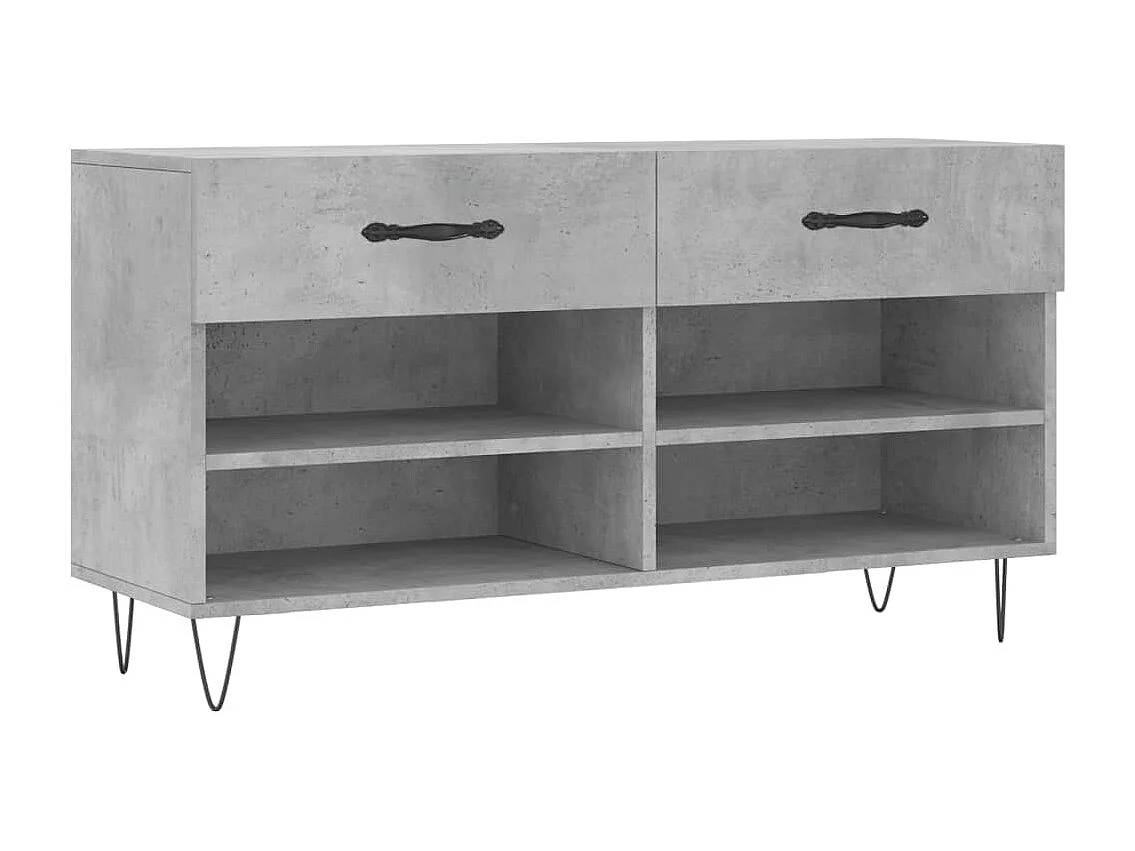 Banc à chaussures gris béton 102x35x55 cm bois d'ingénierie