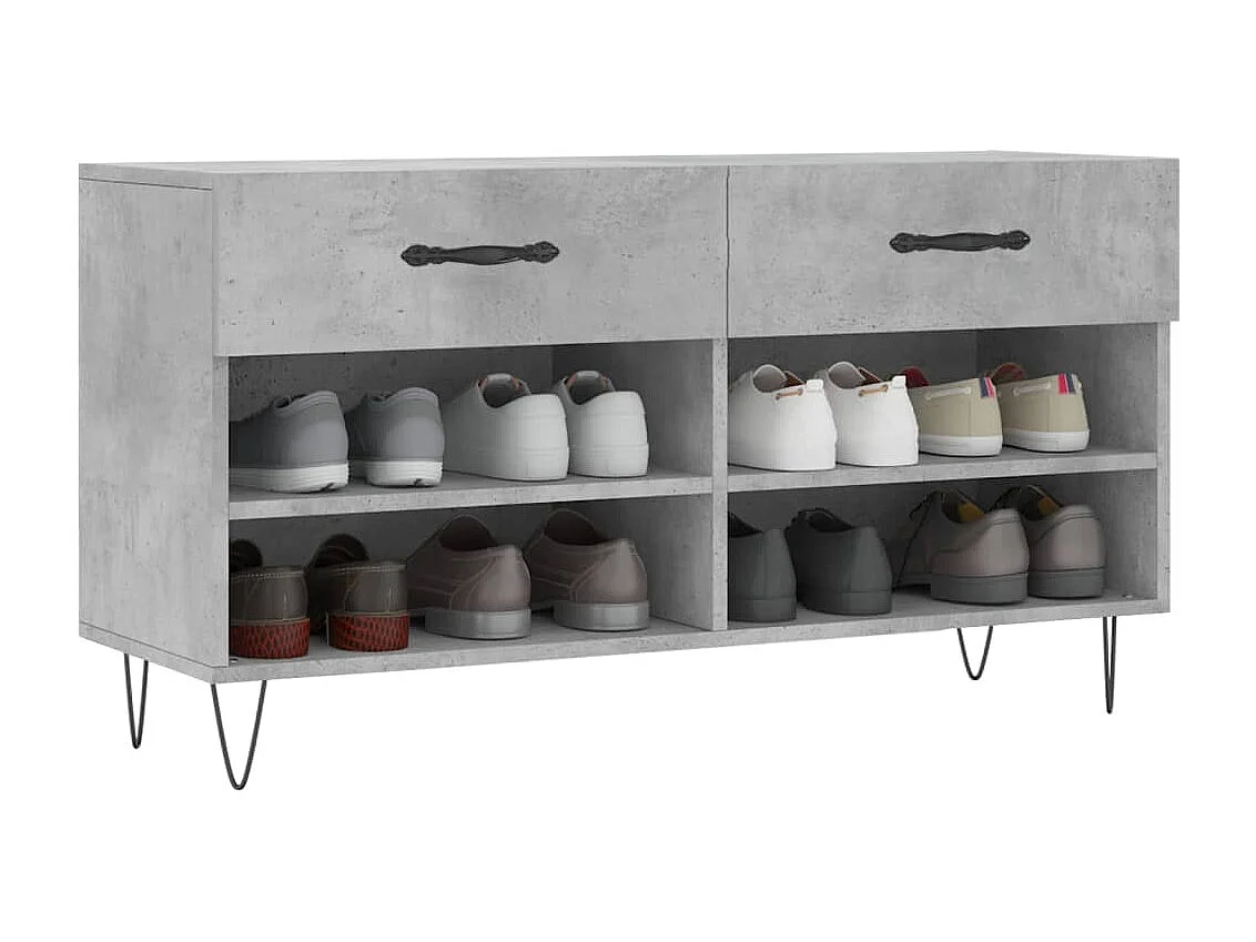 Banc à chaussures gris béton 102x35x55 cm bois d'ingénierie
