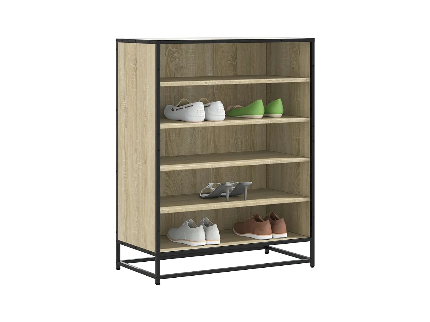 Armoire à chaussures chêne sonoma bois d'ingénierie et métal