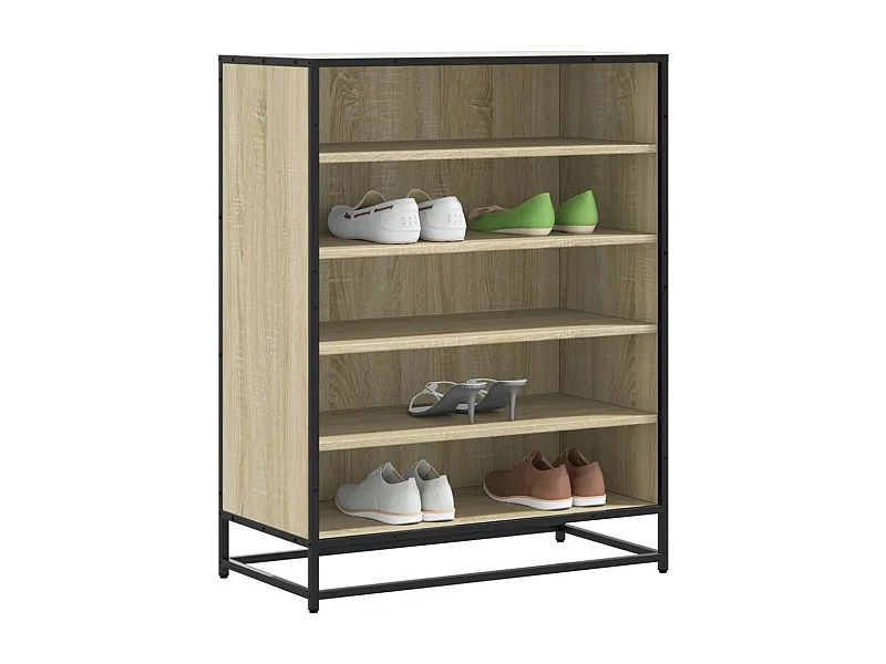 Armoire à chaussures chêne sonoma bois d'ingénierie et métal