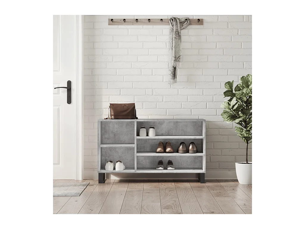 Betongrijze schoenenkast 102x36x60 cm bewerkt hout