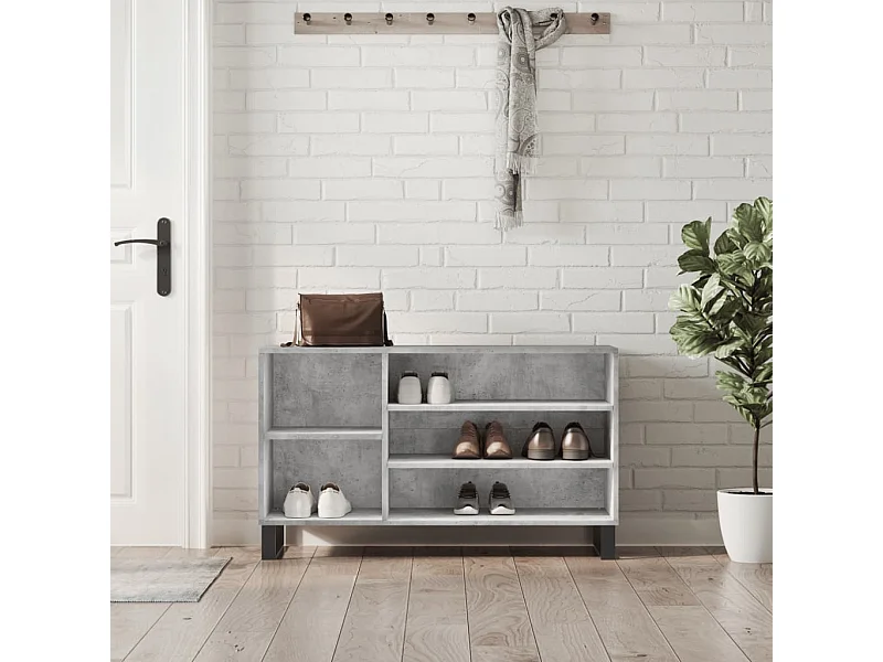 Armoire à chaussures Gris béton 102x36x60 cm Bois d'ingénierie