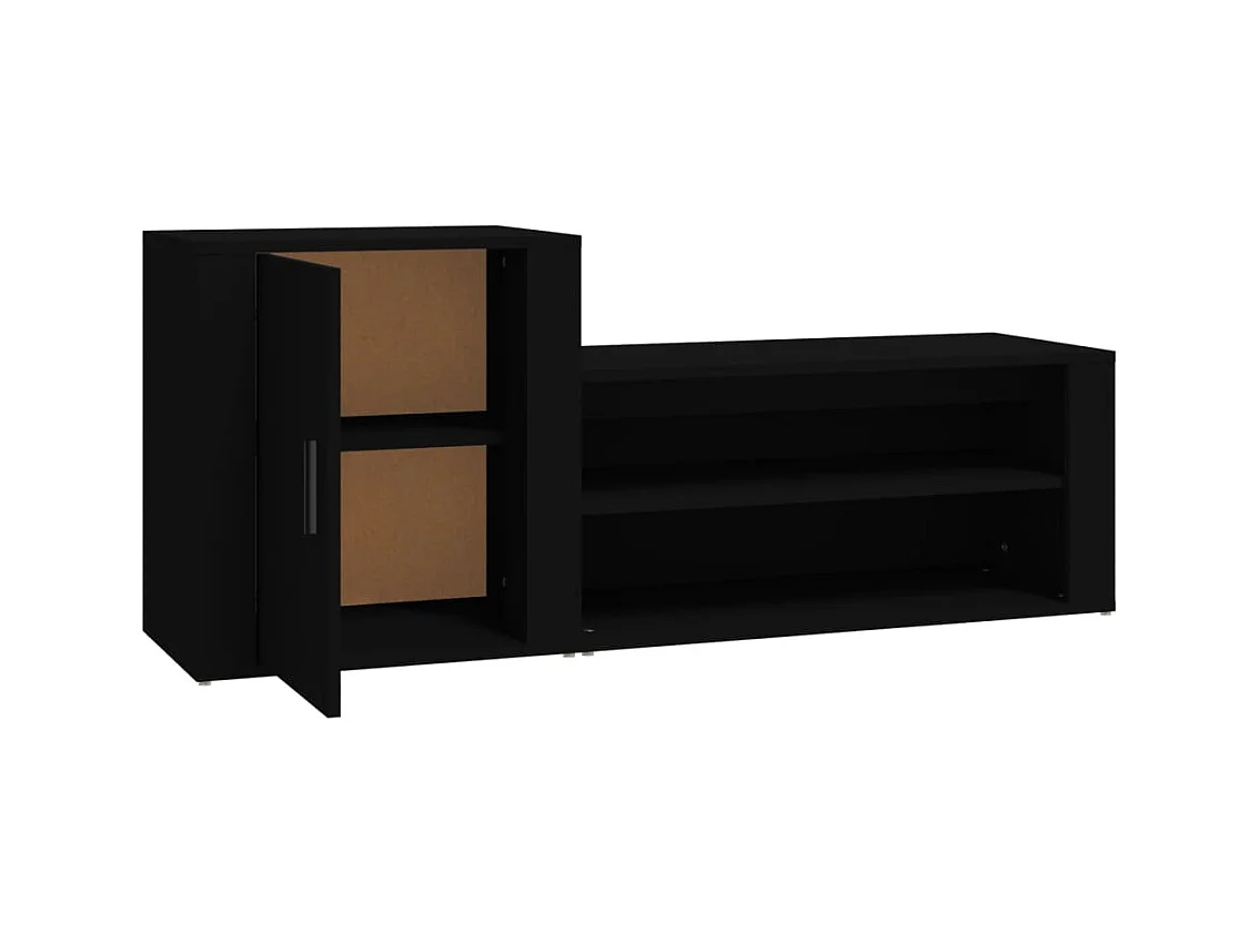 Scarpiera nera 130x35x54 cm Legno ingegnerizzato