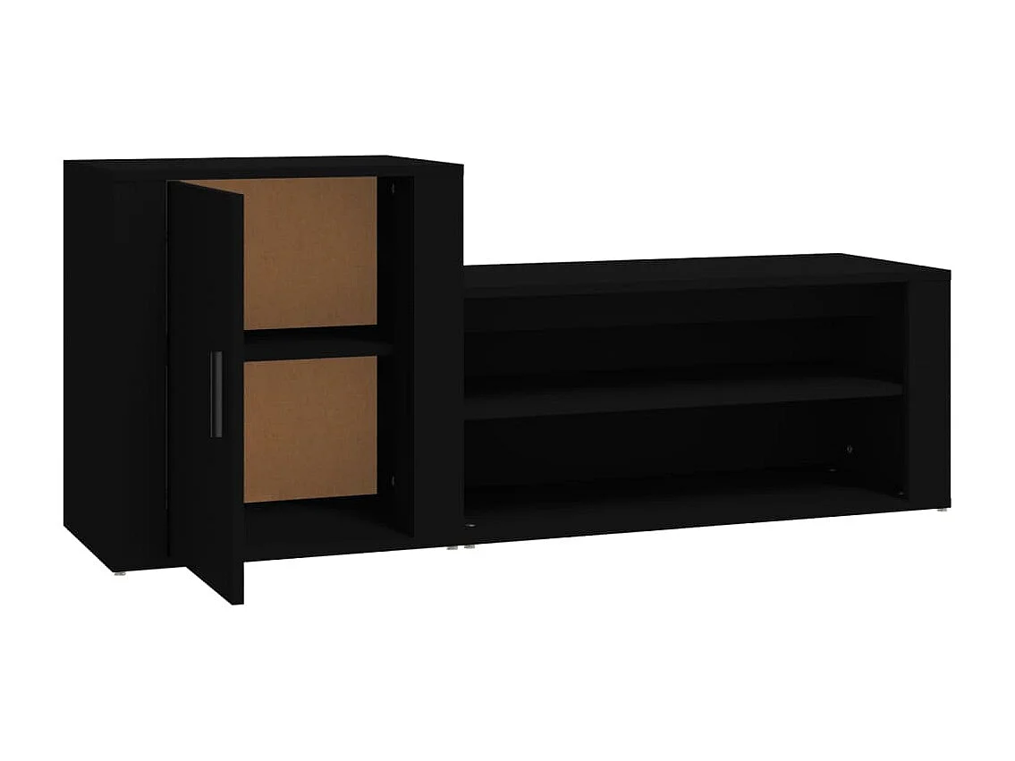 Scarpiera nera 130x35x54 cm Legno ingegnerizzato
