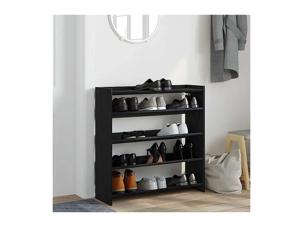 Étagère à chaussures noir 80x25x81 cm bois d'ingénierie