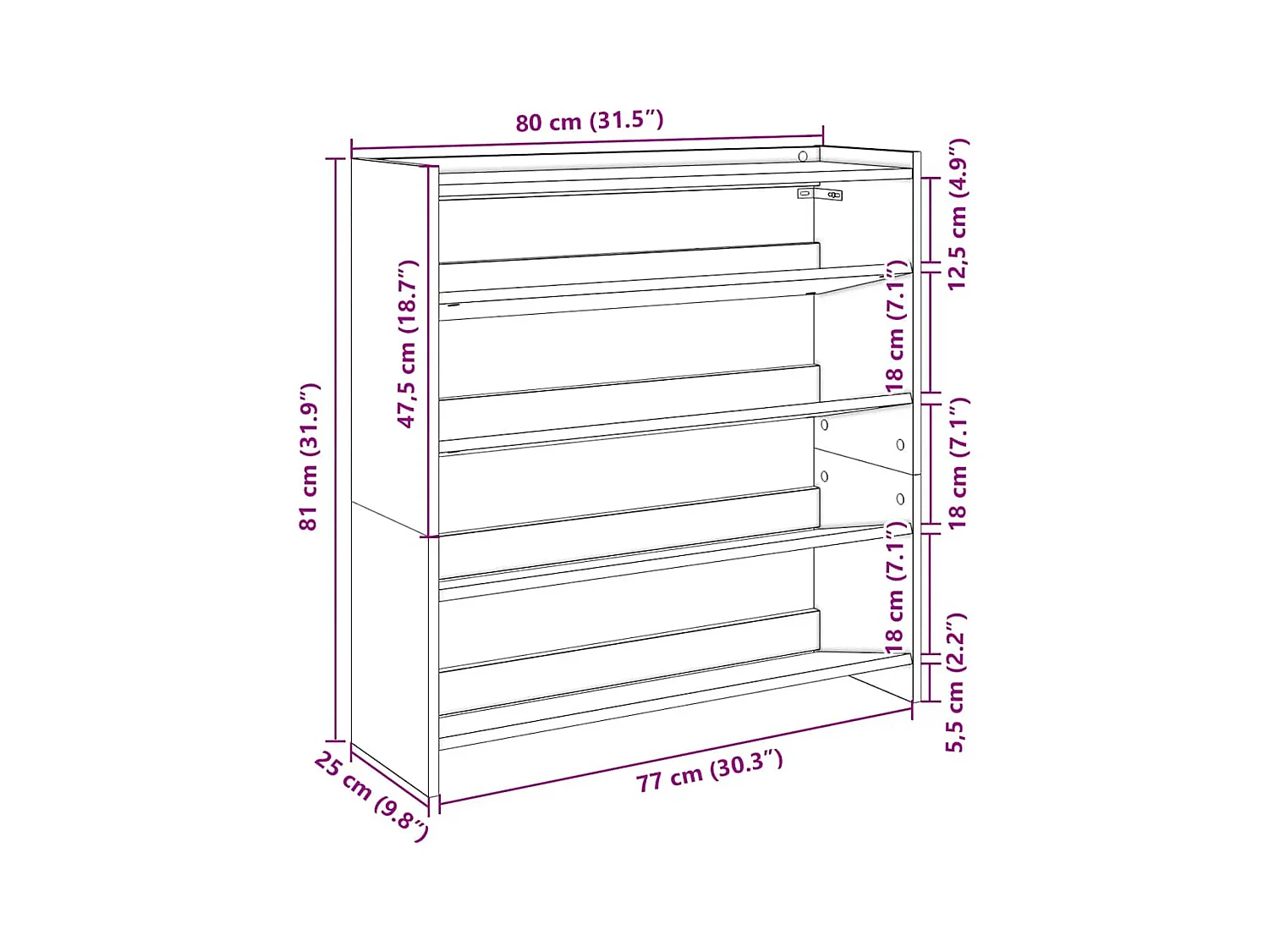 Étagère à chaussures noir 80x25x81 cm bois d'ingénierie