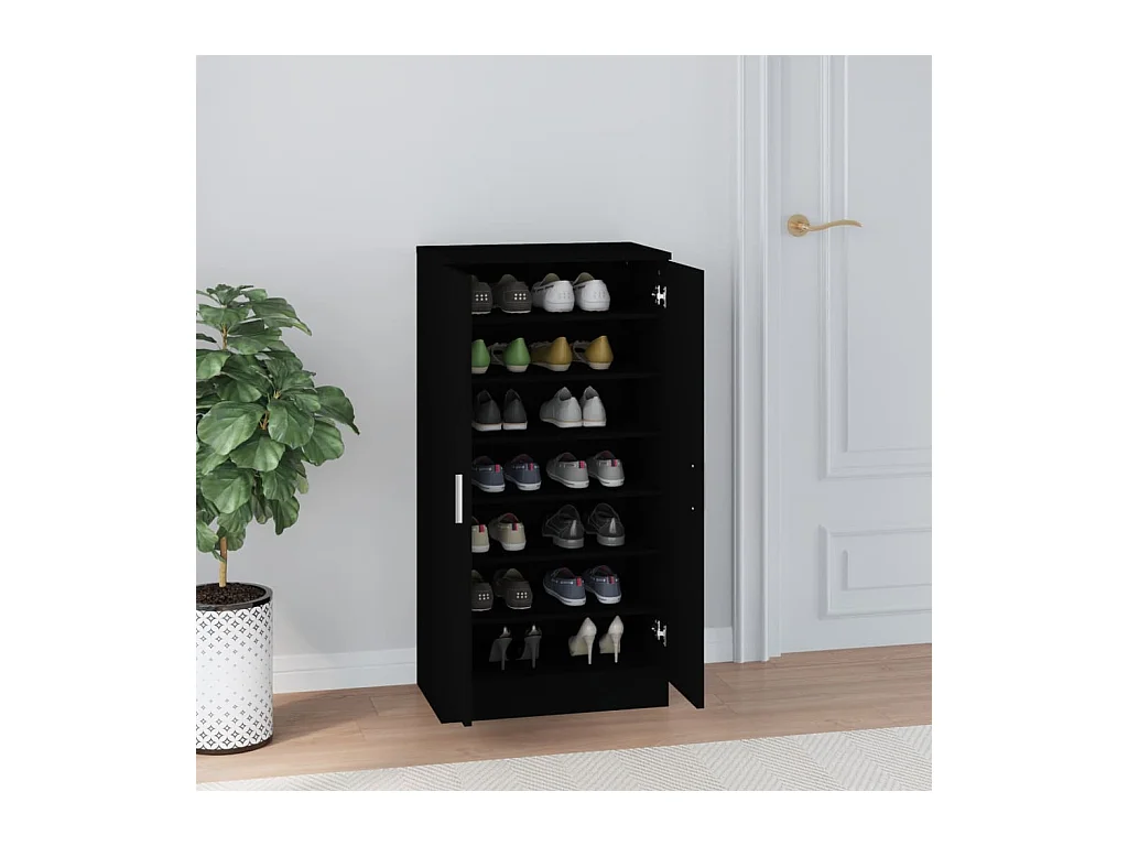 Zapatero negro 55x35x108 cm Madera contrachapada