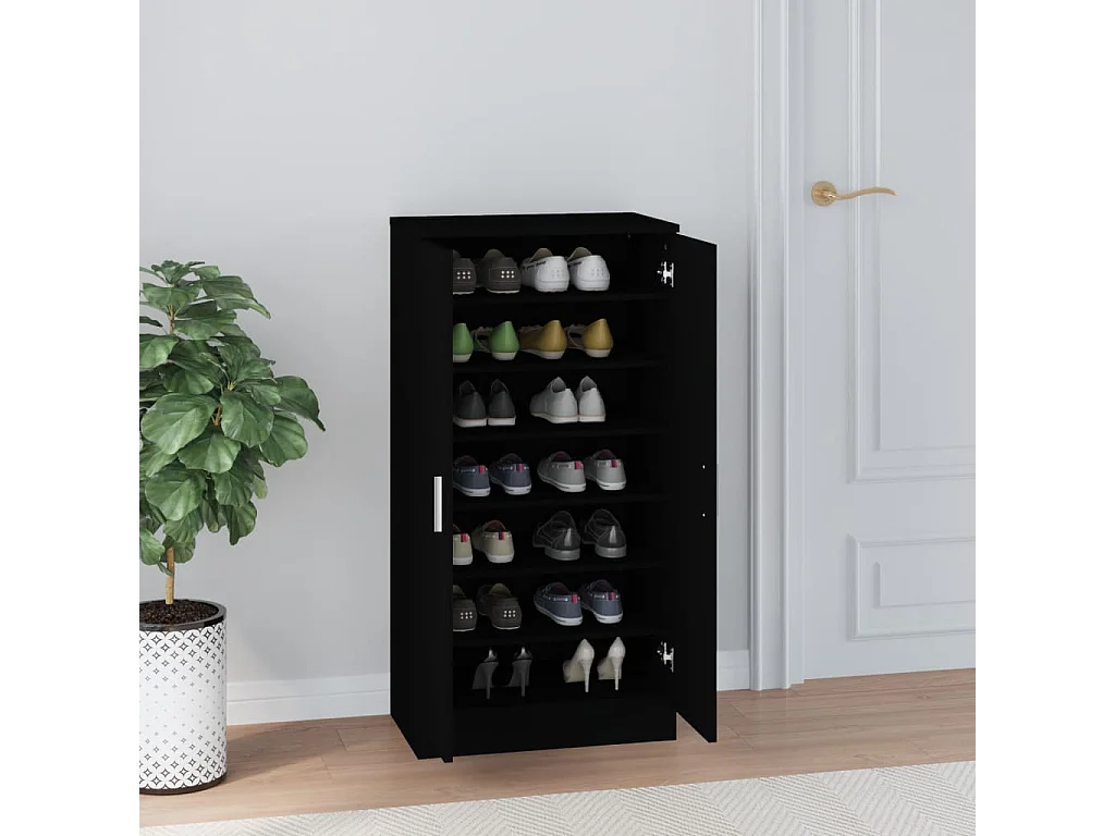 Zwarte schoenenkast 55x35x108 cm Technisch hout