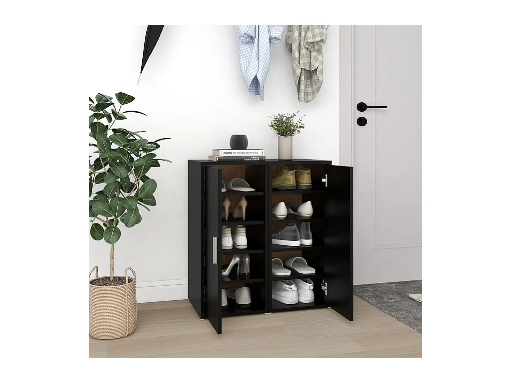 Armoires à chaussures 2 pcs Noir 32x35x70 cm Aggloméré