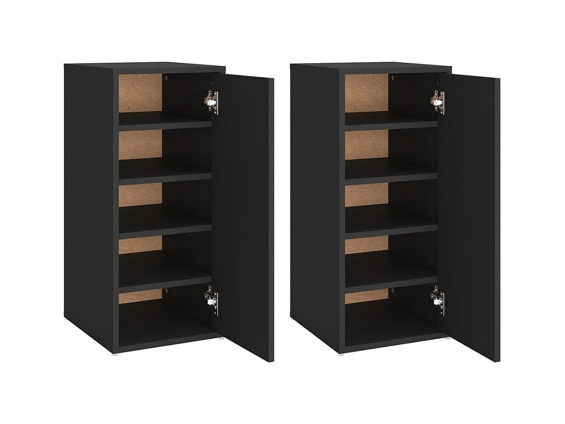 Armoires à chaussures 2 pcs Noir 32x35x70 cm Aggloméré