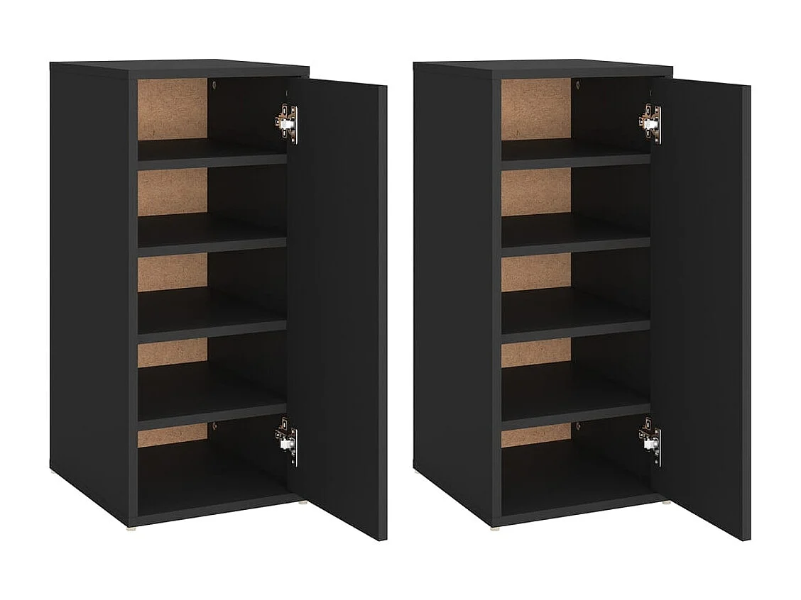 Armoires à chaussures 2 pcs Noir 32x35x70 cm Aggloméré