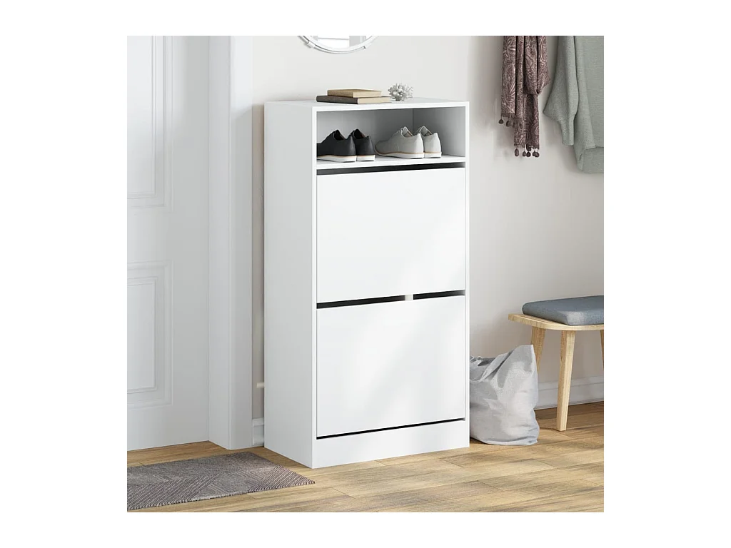 Armoire à chaussures blanc 60x34x116 cm bois d'ingénierie