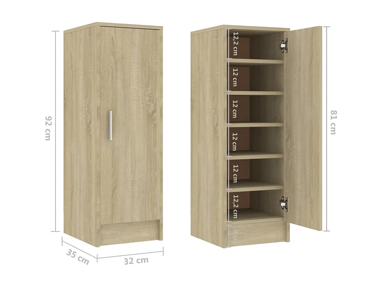 Armoire à chaussures Chêne Sonoma 32x35x92 cm Bois d’ingénierie
