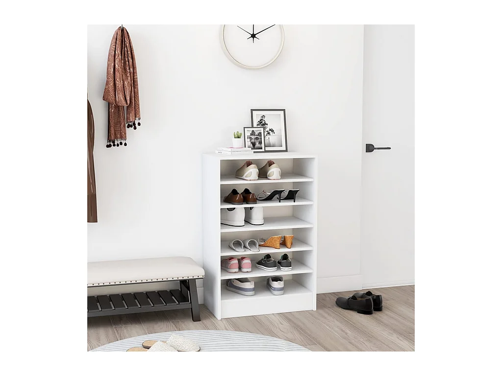 Armoire à chaussures Blanc 60x35x92 cm Bois d’ingénierie