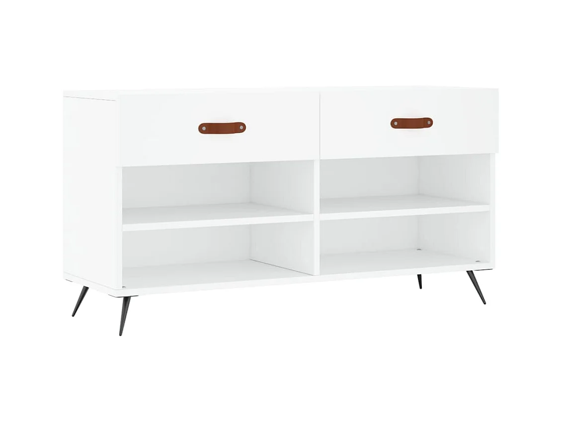 Witte schoenbank 102x35x55 cm bewerkt hout