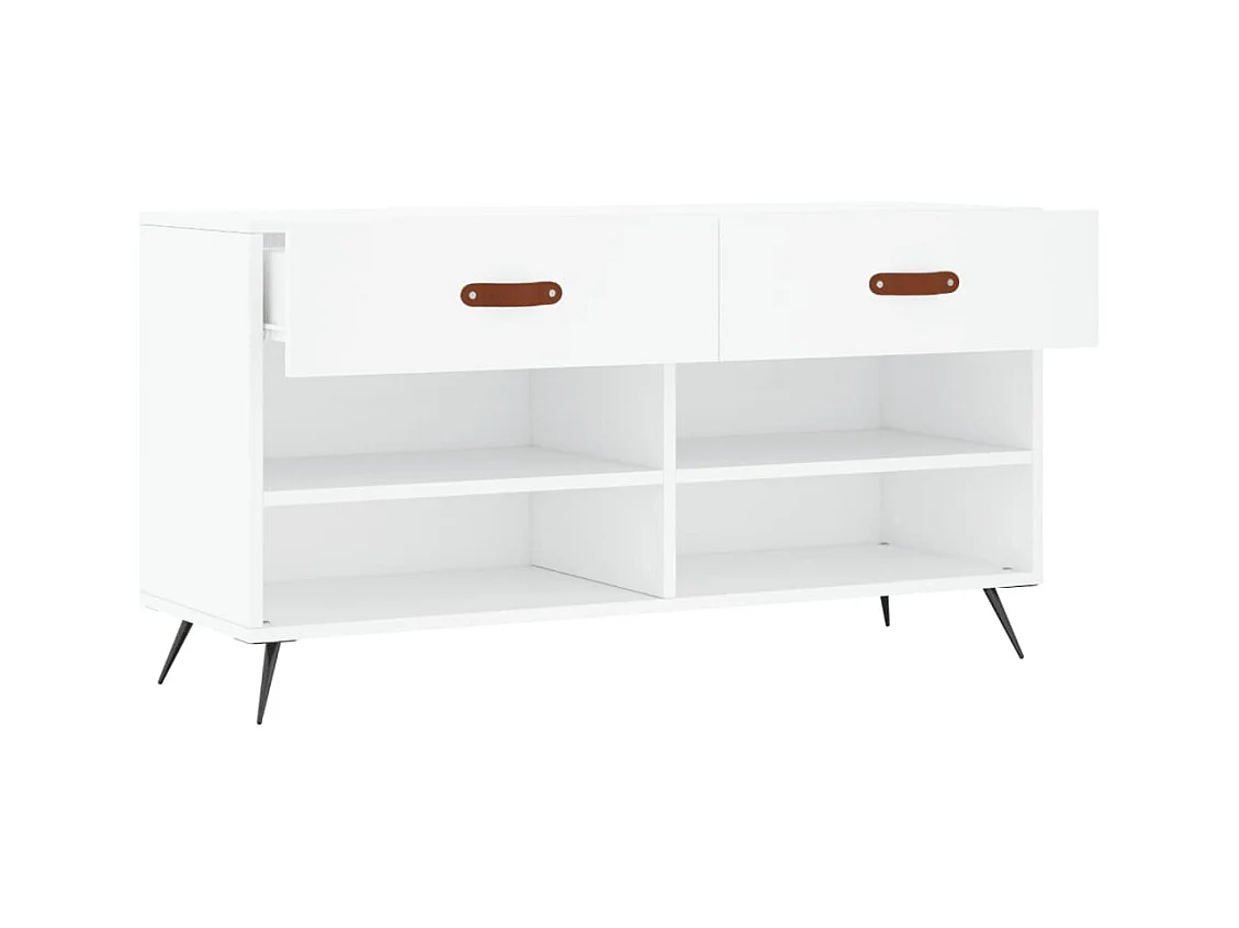 Witte schoenbank 102x35x55 cm bewerkt hout