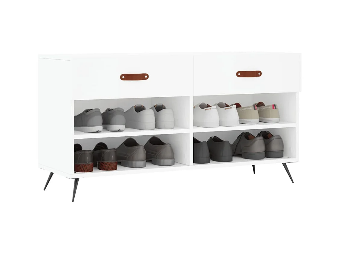 Witte schoenbank 102x35x55 cm bewerkt hout