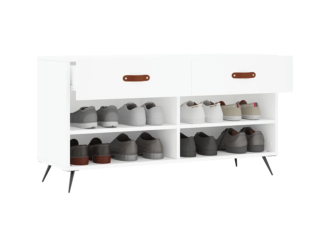 Witte schoenbank 102x35x55 cm bewerkt hout