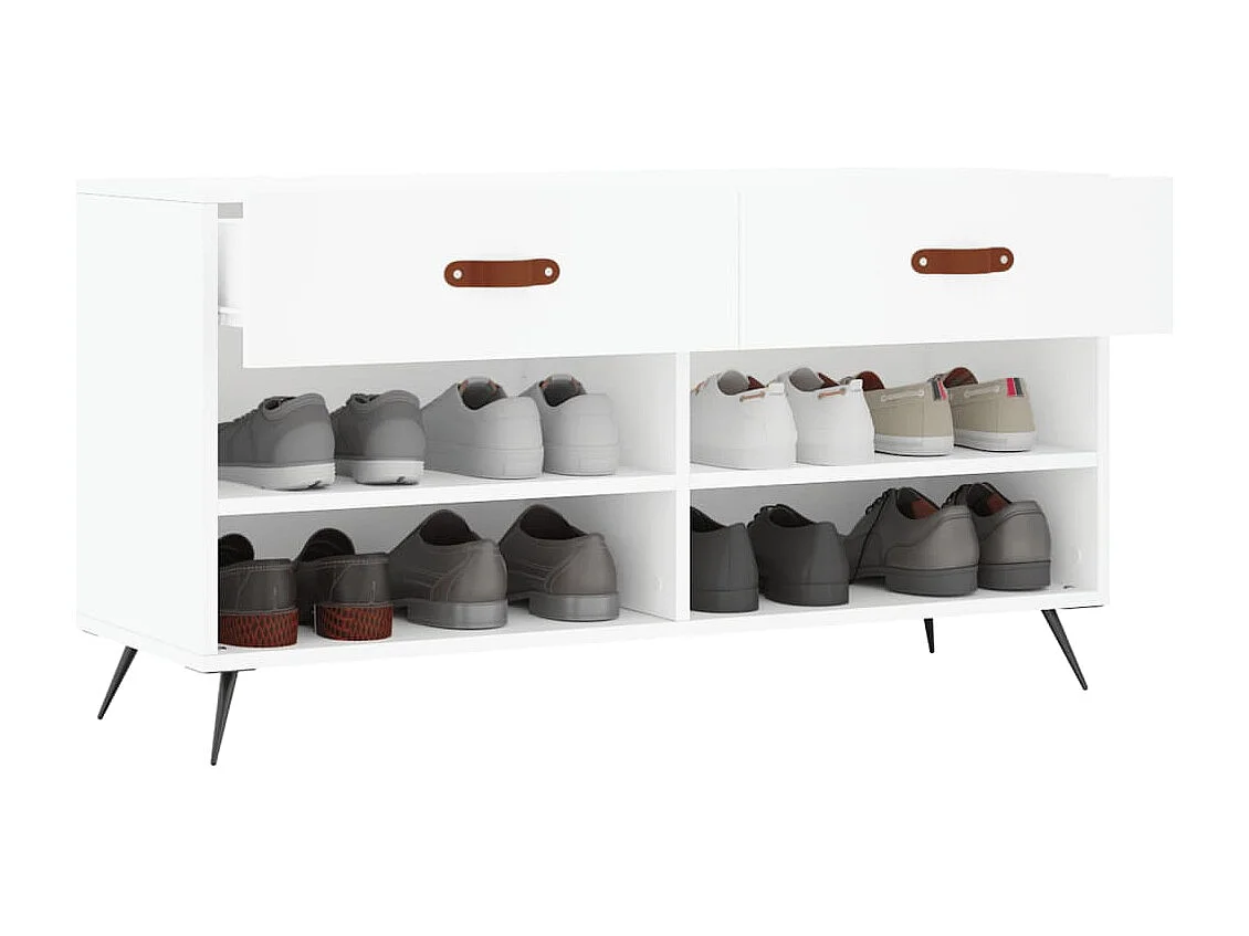 Panca portascarpe bianca 102x35x55 cm in legno ingegnerizzato