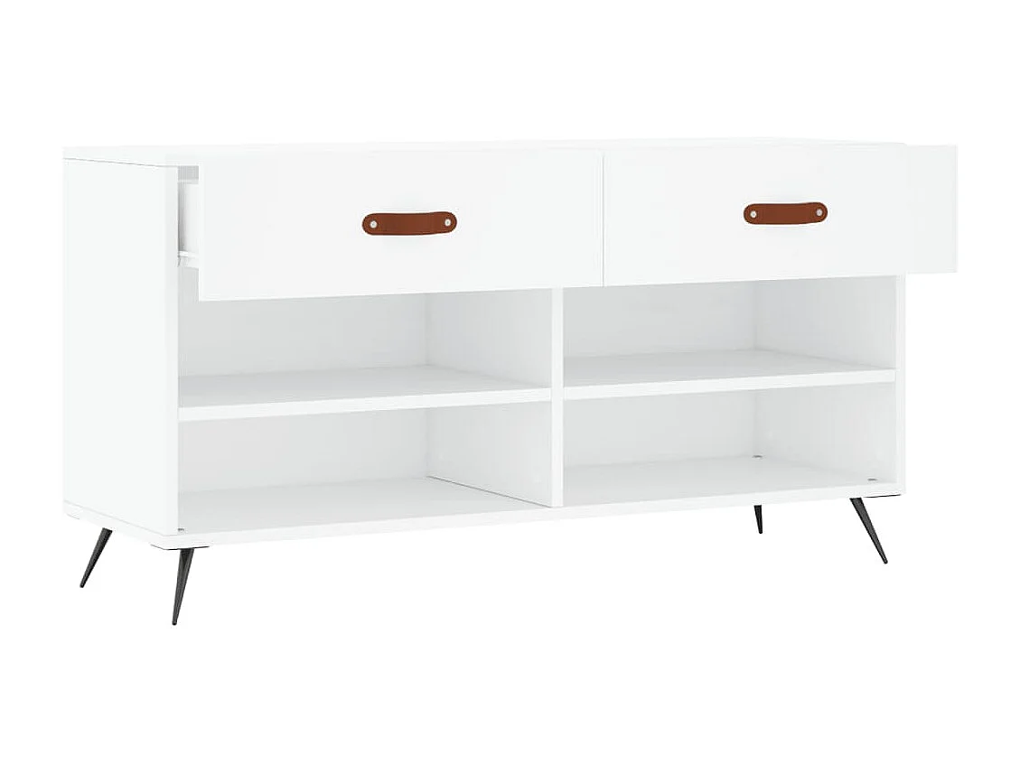 Panca portascarpe bianca 102x35x55 cm in legno ingegnerizzato