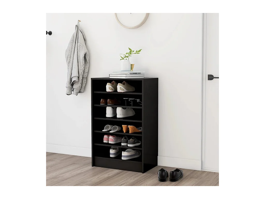 Armoire à chaussures Noir 60x35x92 cm Bois d’ingénierie