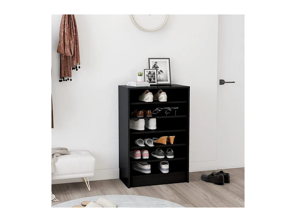 Armoire à chaussures Noir 60x35x92 cm Bois d’ingénierie