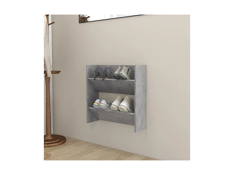 Armoire à chaussures murale Gris béton 60x18x60 cm Aggloméré