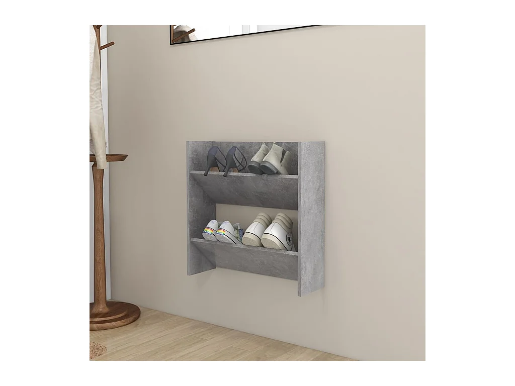 Armoire à chaussures murale Gris béton 60x18x60 cm Aggloméré