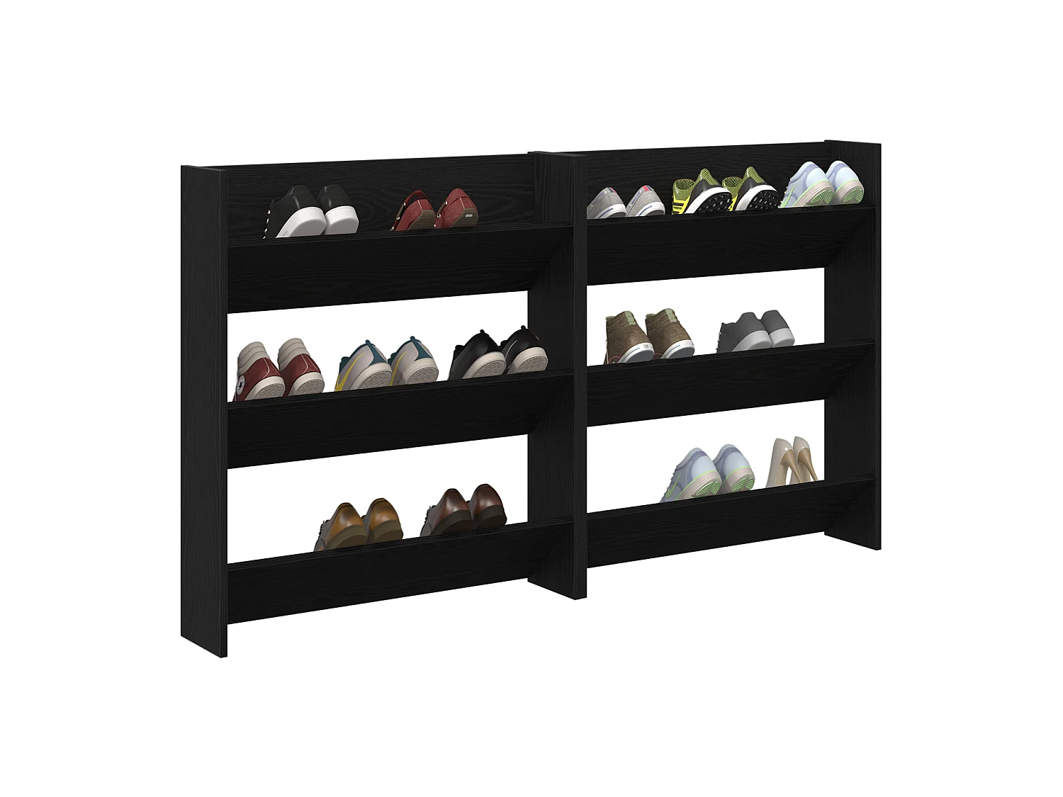 Cabinets à chaussures muraux 2 pcs Chêne noir 60 x 18 x 60 cm