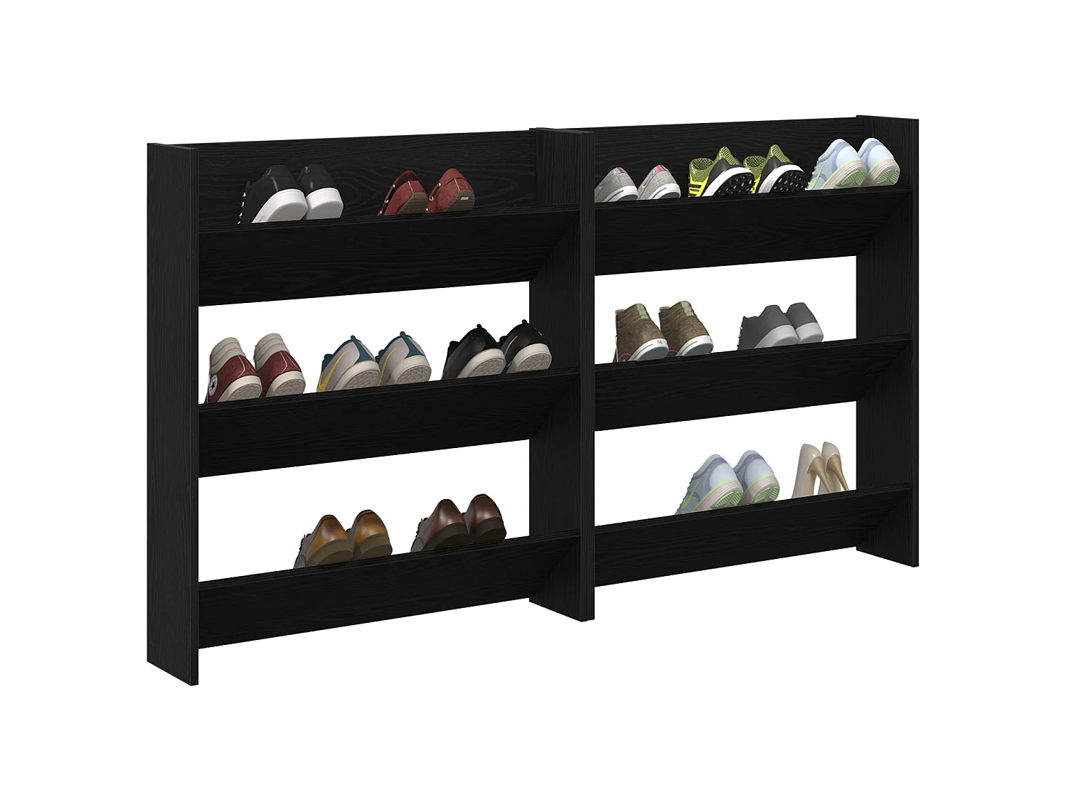 Cabinets à chaussures muraux 2 pcs Chêne noir 60 x 18 x 60 cm