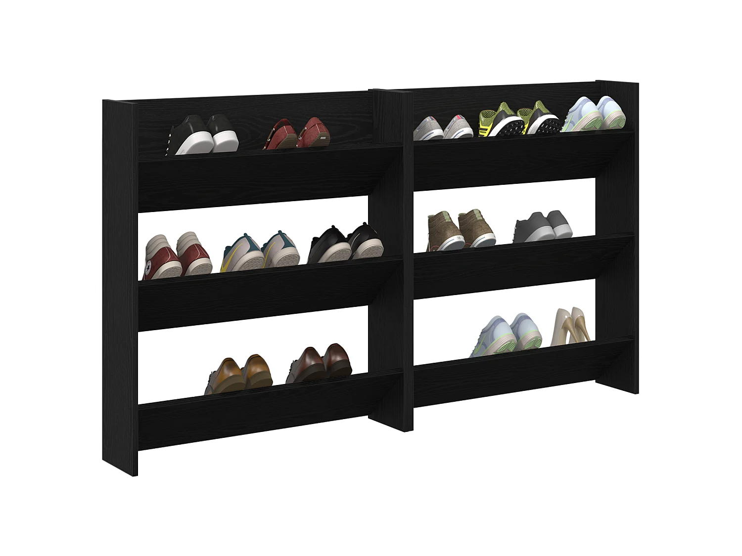 Zapateros de pared 2 uds Roble negro 60 x 18 x 60 cm