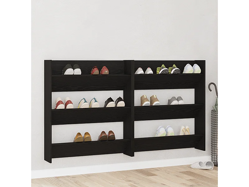 Zapateros de pared 2 uds Roble negro 60 x 18 x 60 cm