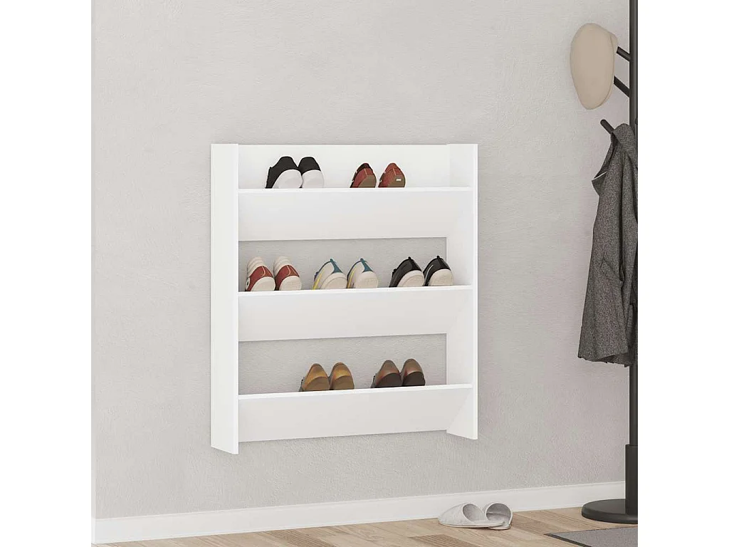 Armoire à chaussures murale blanc 80x18x90 cm bois d'ingénierie