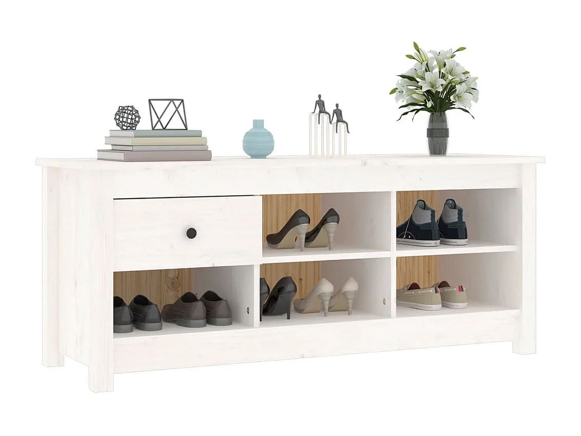 Armoire à chaussures Blanc 110x38x45,5 cm Bois de pin massif