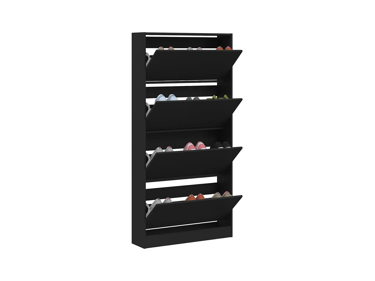 Armoire à chaussures 4 tiroirs rabattables noir 80x21x163,5 cm