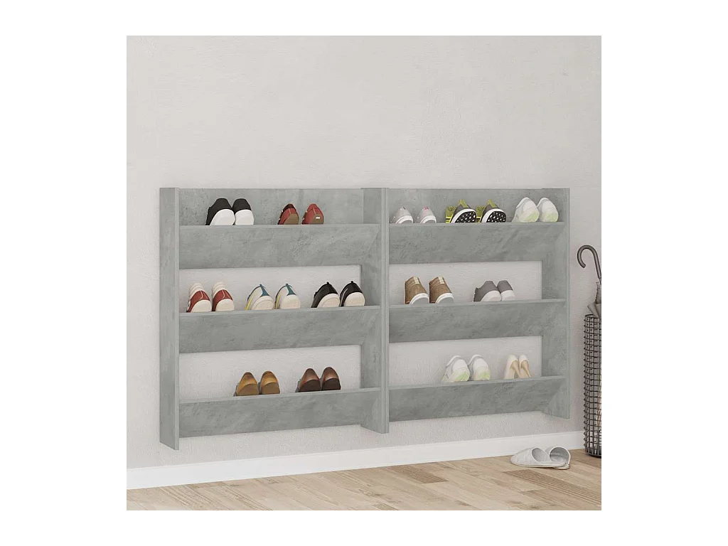 Armoire à chaussures murale Gris béton 80x18x90 cm Aggloméré