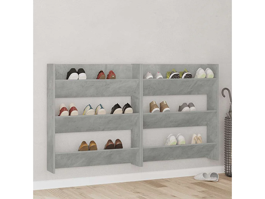 Armoire à chaussures murale Gris béton 80x18x90 cm Aggloméré