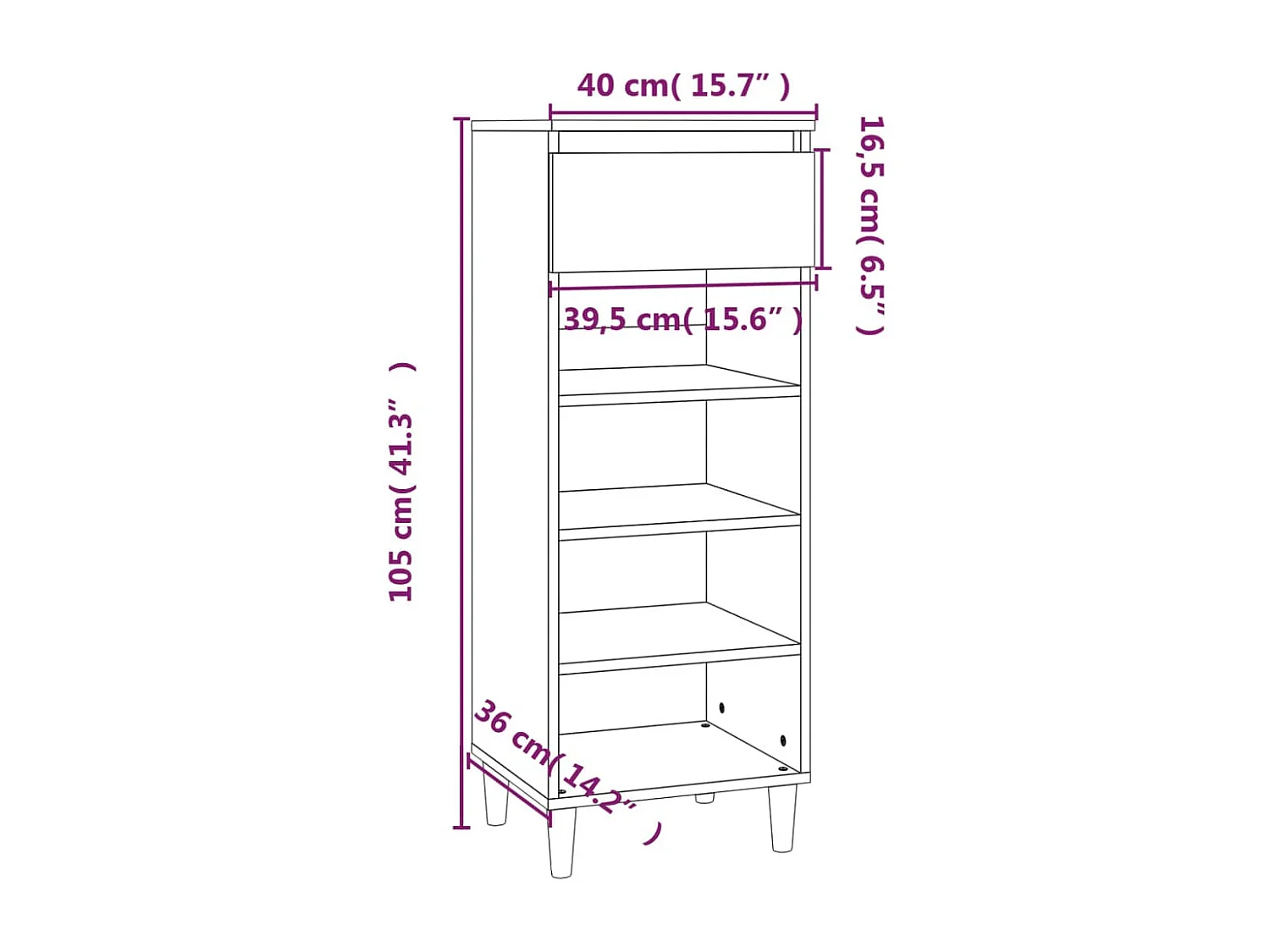 Zapatero Roble marrón 40x36x105cm Madera de ingeniería