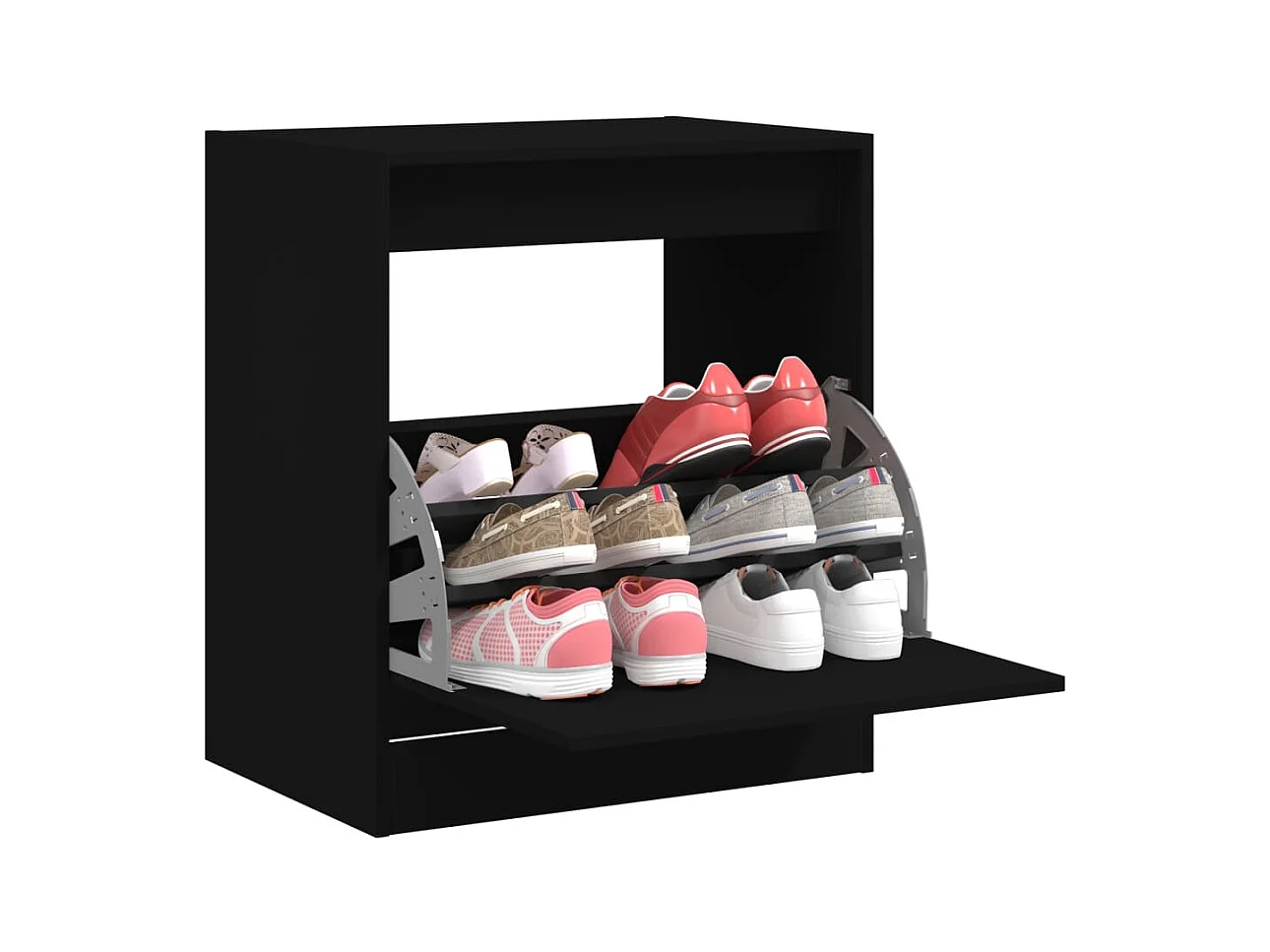 Armoire à chaussures noir 60x42x69 cm bois d'ingénierie