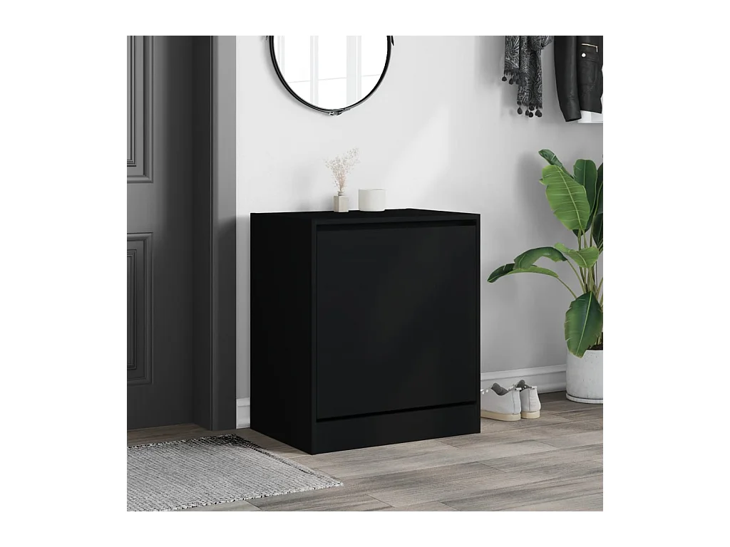 Armoire à chaussures noir 60x42x69 cm bois d'ingénierie