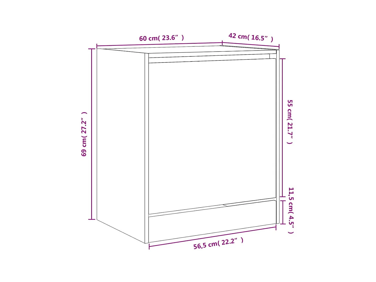 Armoire à chaussures noir 60x42x69 cm bois d'ingénierie