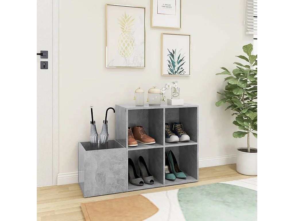 Armoire à chaussures d’entrée gris béton bois ingénierie