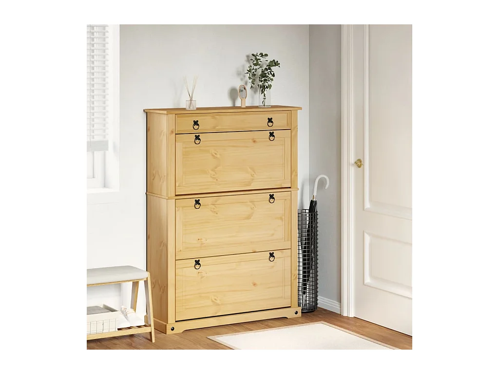 Armoire à chaussures 99x32x138 cm bois de pin massif