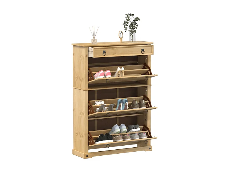 Armoire à chaussures 99x32x138 cm bois de pin massif
