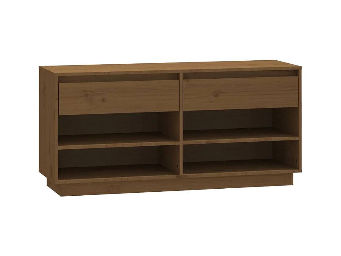 Armoire à chaussures Marron miel 110x34x52cm Bois de pin massif