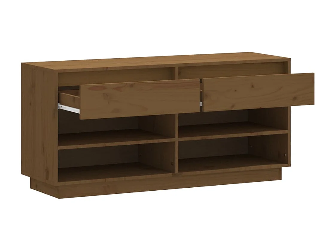 Zapatero Marrón Miel 110x34x52cm Madera Maciza de Pino