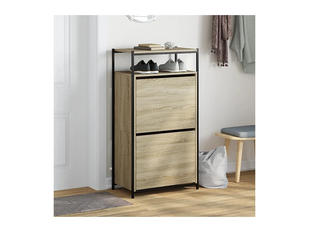 Armoire à chaussures chêne sonoma 60x34x112cm bois d'ingénierie