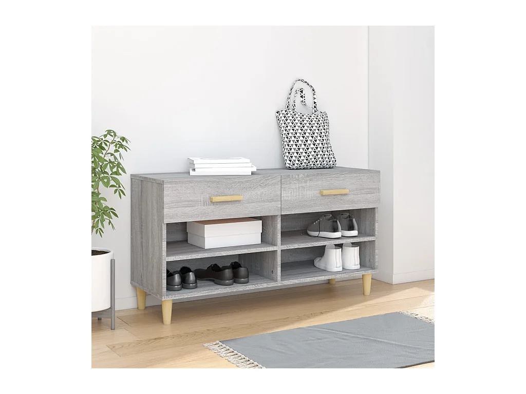 Sonoma grijze schoenenkast 102x35x55 cm Technisch hout