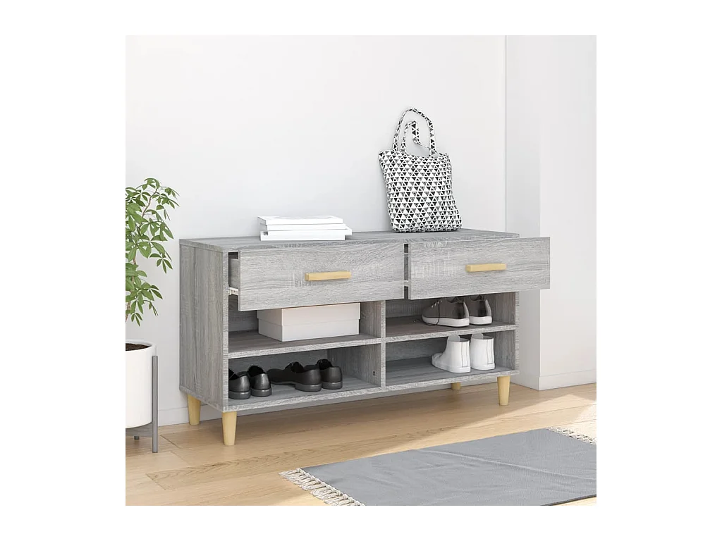 Sonoma grijze schoenenkast 102x35x55 cm Technisch hout